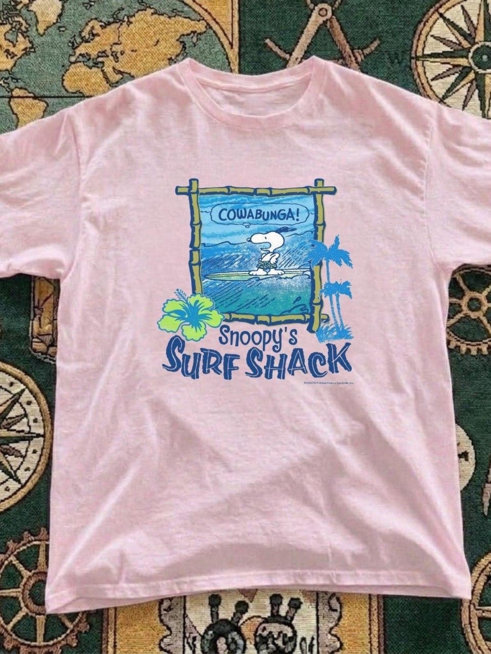 Gildan Pink Snoopy Surf Shack Graphic Tee